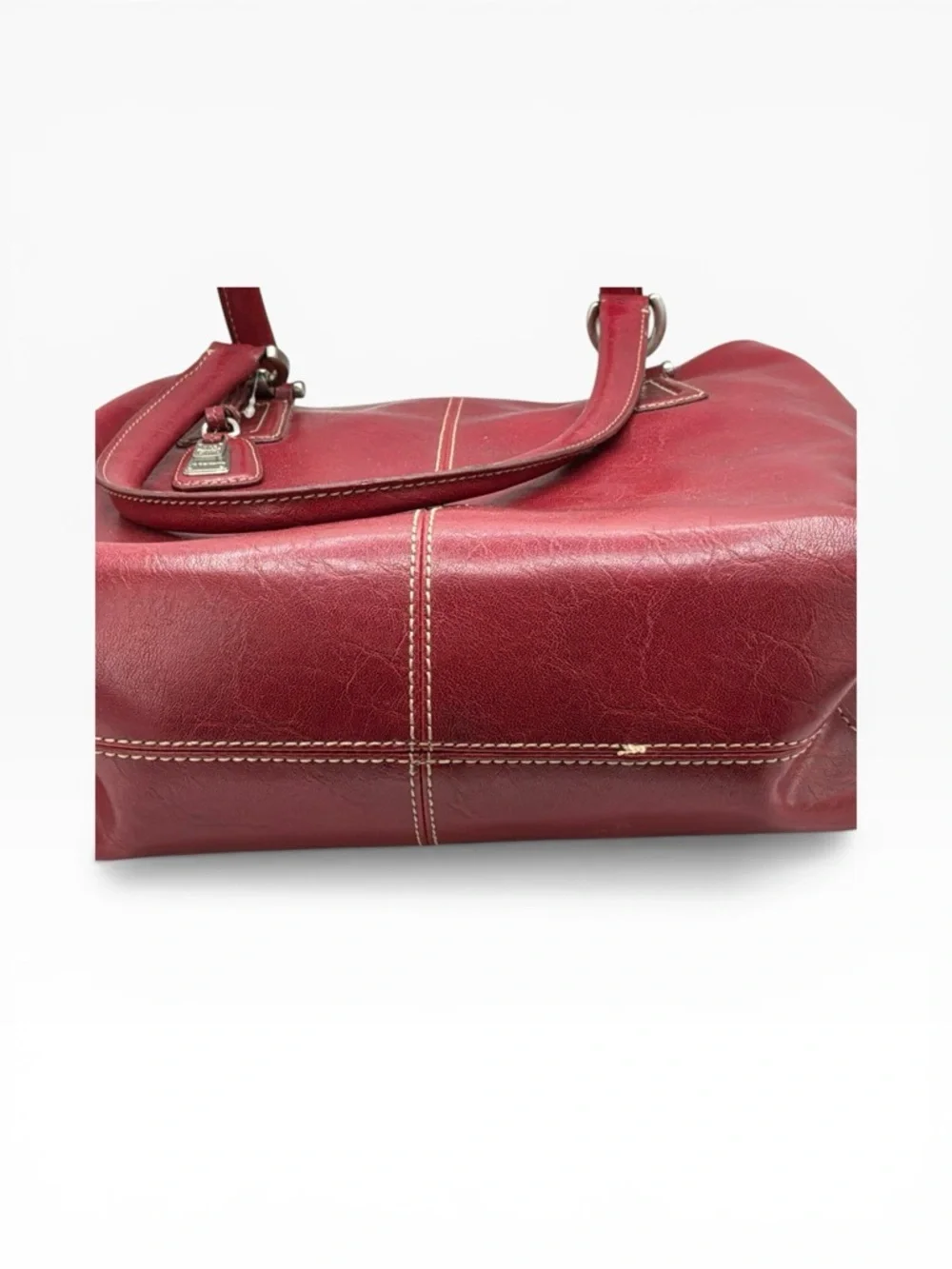 Liz Claiborne Deep Red Faux Leather Satchel NWOT